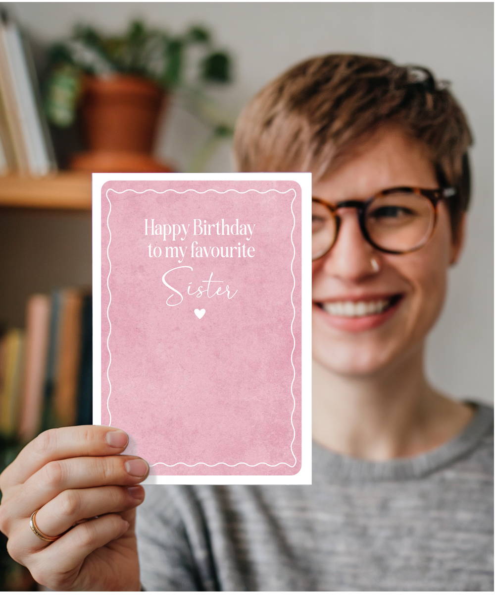 Happy Birthday card to my favourite sister pink