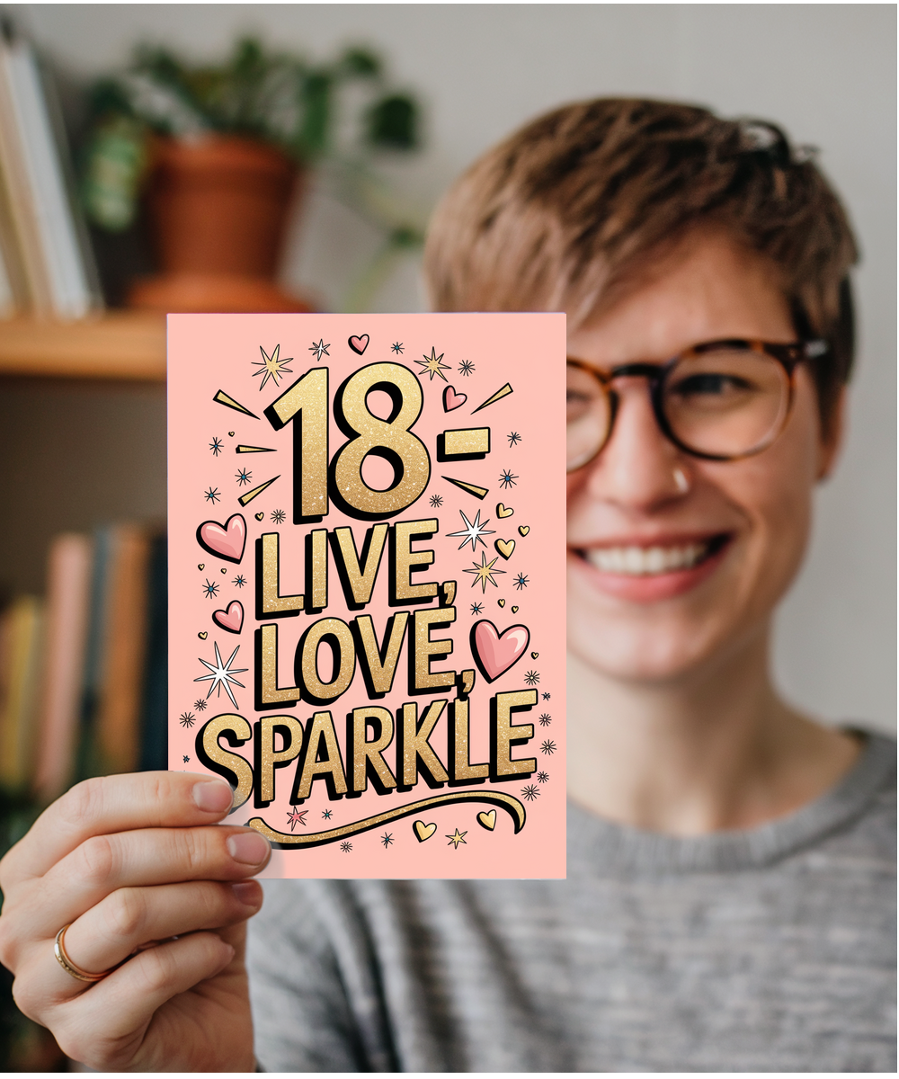 18th Birthday Card Live, Love, Sparkle for girl