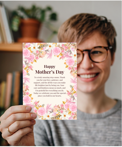 Happy Mother's Day to Step-mum floral heartfelt message
