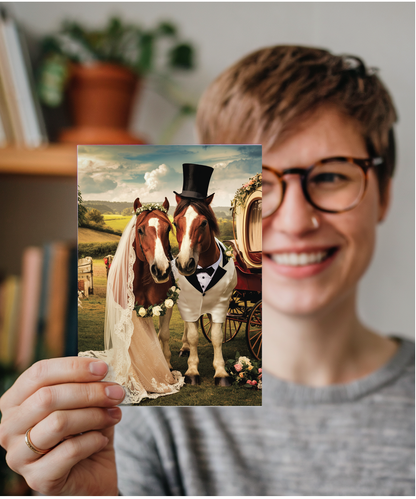 funny horse bride and groom