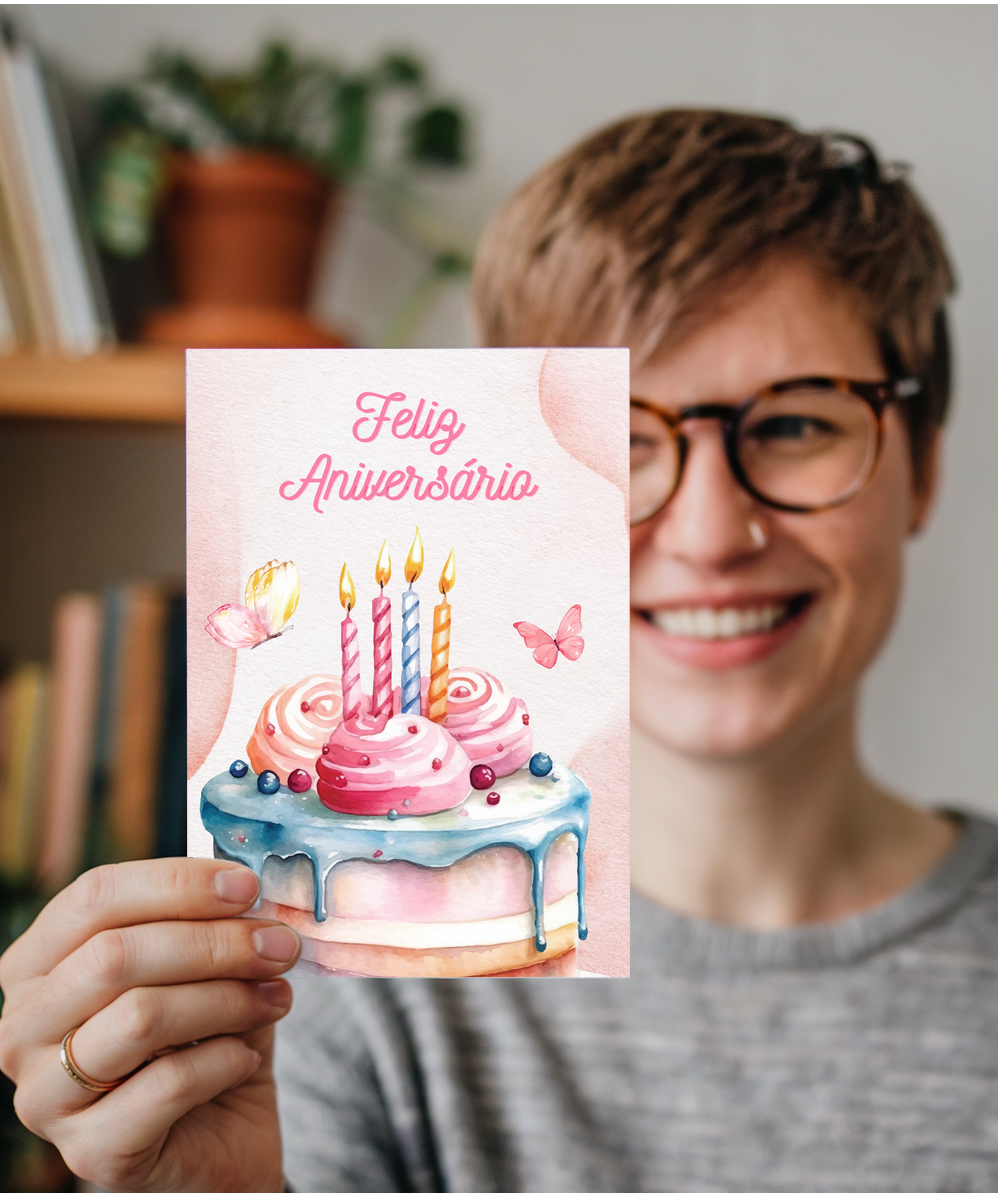 girly happy birthday Feliz Aniversário Portuguese butterfly