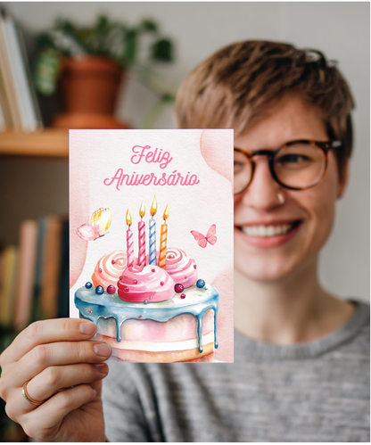 girly happy birthday Feliz Aniversário Portuguese butterfly