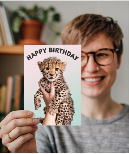 Birthday card Miniture cheetah cute funny