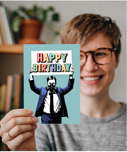 Happy Birthday Card Stencil man card for him