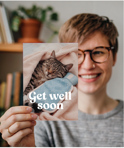 Get Well Soon with Cat with a Hot Water Bottle