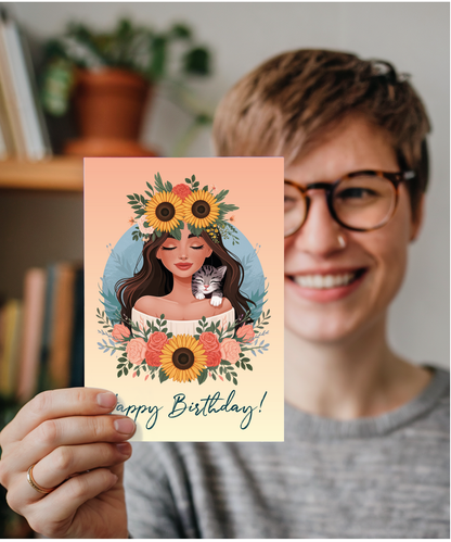 Happy Birthday Girl with Flower Crown