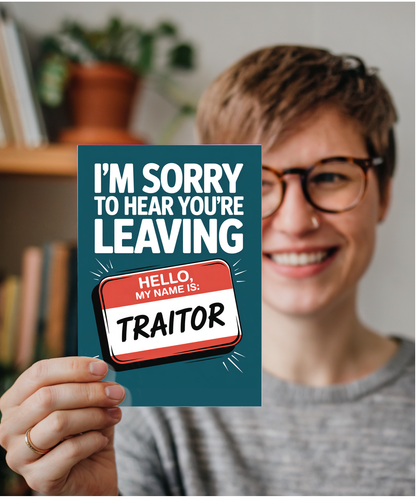 I'm sorry to hear you're leaving traitor
