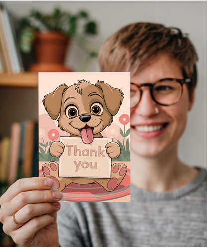 Thank You - Puppy with a Thank-You Card