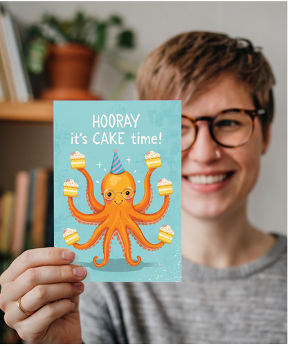 Birthday Hooray its cake time octopus