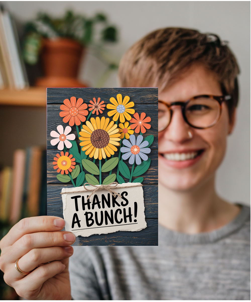 Thanks a Bunch Card floral illustration Hand-drawn