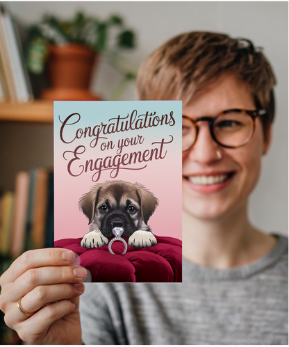 Congratulations on Your Engagement - Puppy with a Ring