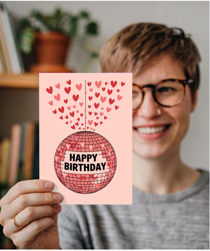 Happy Birthday Card disco ball