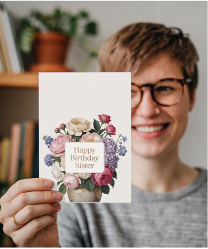 Happy Birthday sister, blooming flowers