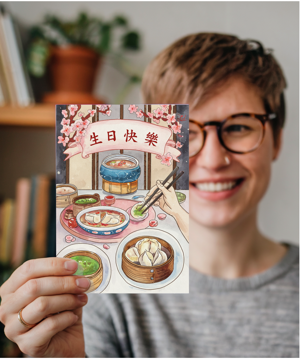 Cantonese Happy Birthday with Festive Food