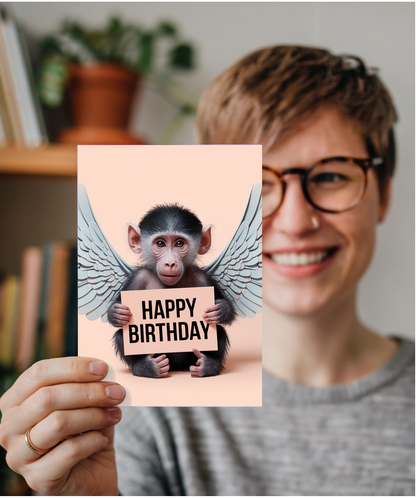 Birthday Card Chimp wings