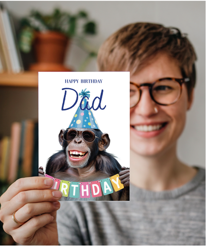 Chimpanzee happy birthday Dad