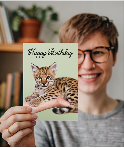 Birthday card Miniture wild cat cute funny