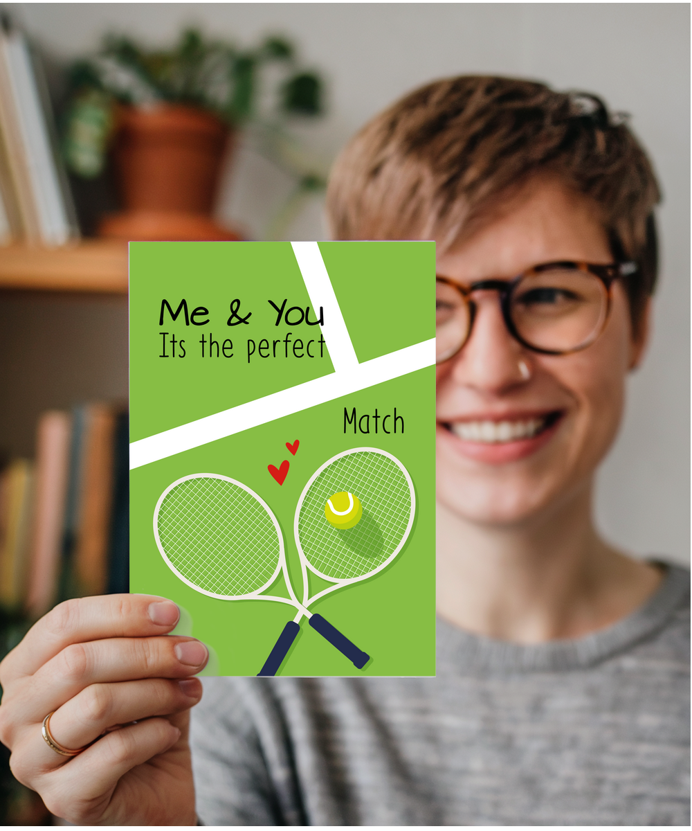 Funny Valentines Day Card for Tennis Doubles Partner Its the Perfect Match