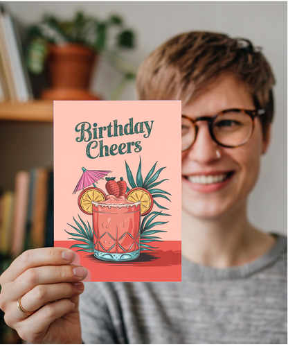 Birthday Cheers Card for her cocktail