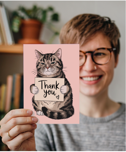 Thank You - Cat with a Thank-You Card