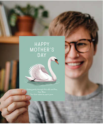 Mothers Day Card Swan Dear Mum Traditional poem