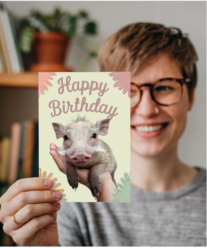 Birthday card warthog miniture cute funny