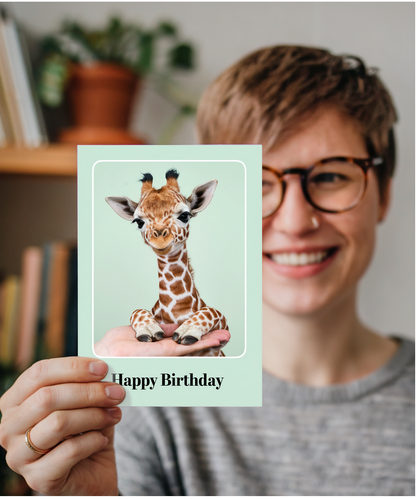 Birthday card Miniture Giraffe cute funny