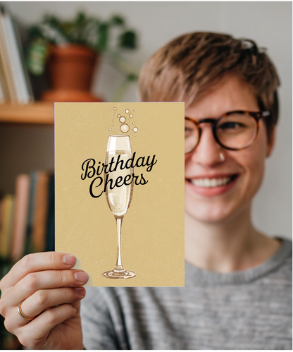 Birthday Cheers Card for her champagne flute 50th