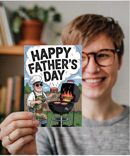 Happy Fathers Day Card Cool Dad on the BBQ