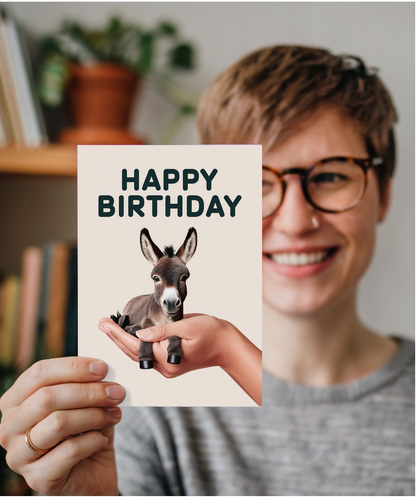 Happy Birthday Card Mini Donkey cute funny