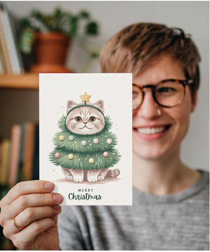 Persian cat in christmas tree costume