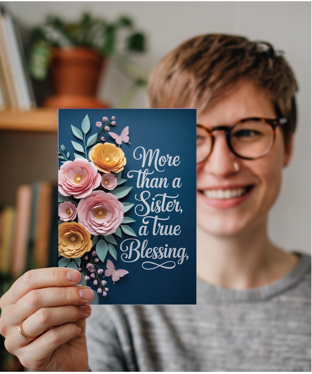 3D flowers effect and butterfly You’re More Than a Sister, You’re a Blessing