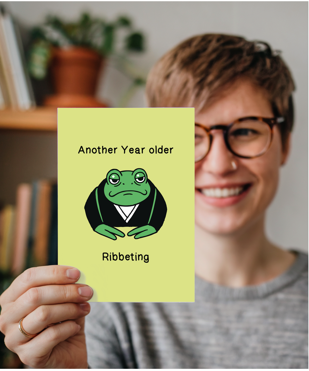 Funny Frog Birthday Card Another Year Older Ribbeting Pun