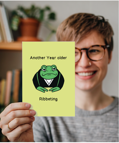 Funny Frog Birthday Card Another Year Older Ribbeting Pun