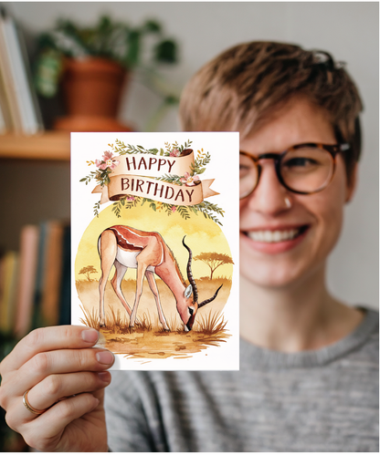 Happy Birthday cute impala watercolour