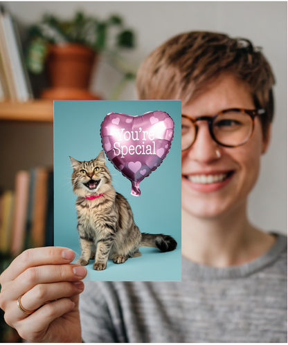 You're Special with Cat with a Heart Balloon