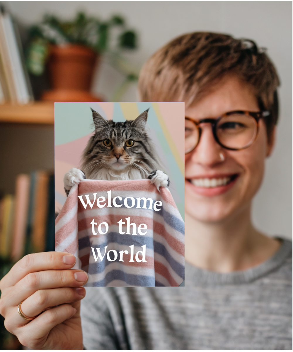Welcome to the World with Cat with a Baby Blanket
