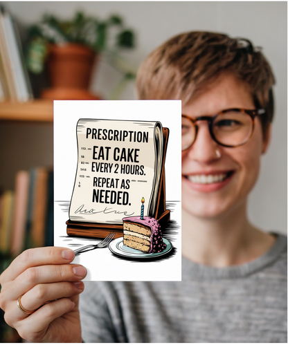 Nurse Birthday Card Your Prescription Today Cake and Lots of It