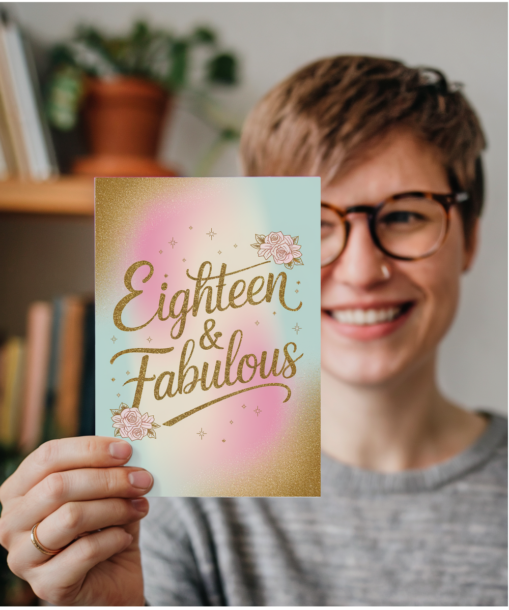 18th Birthday Card for her Eighteen Fabulous