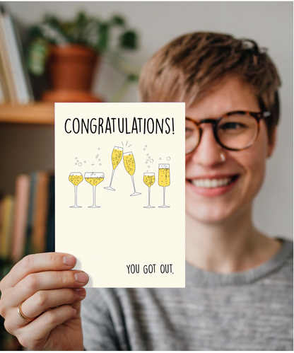 Funny Goodbye Card for Coworker You Got Out Joke