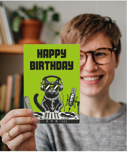 Happy Birthday Card for Him DJ Cat