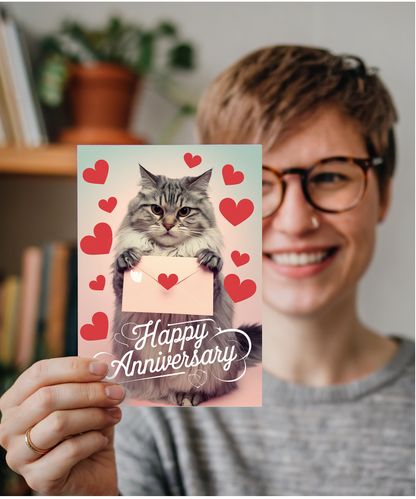 Happy Anniversary with Cat with a Love Letter