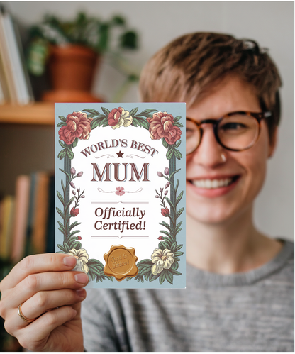 World’s Best Mum – Officially Certified! Mothers Day Card