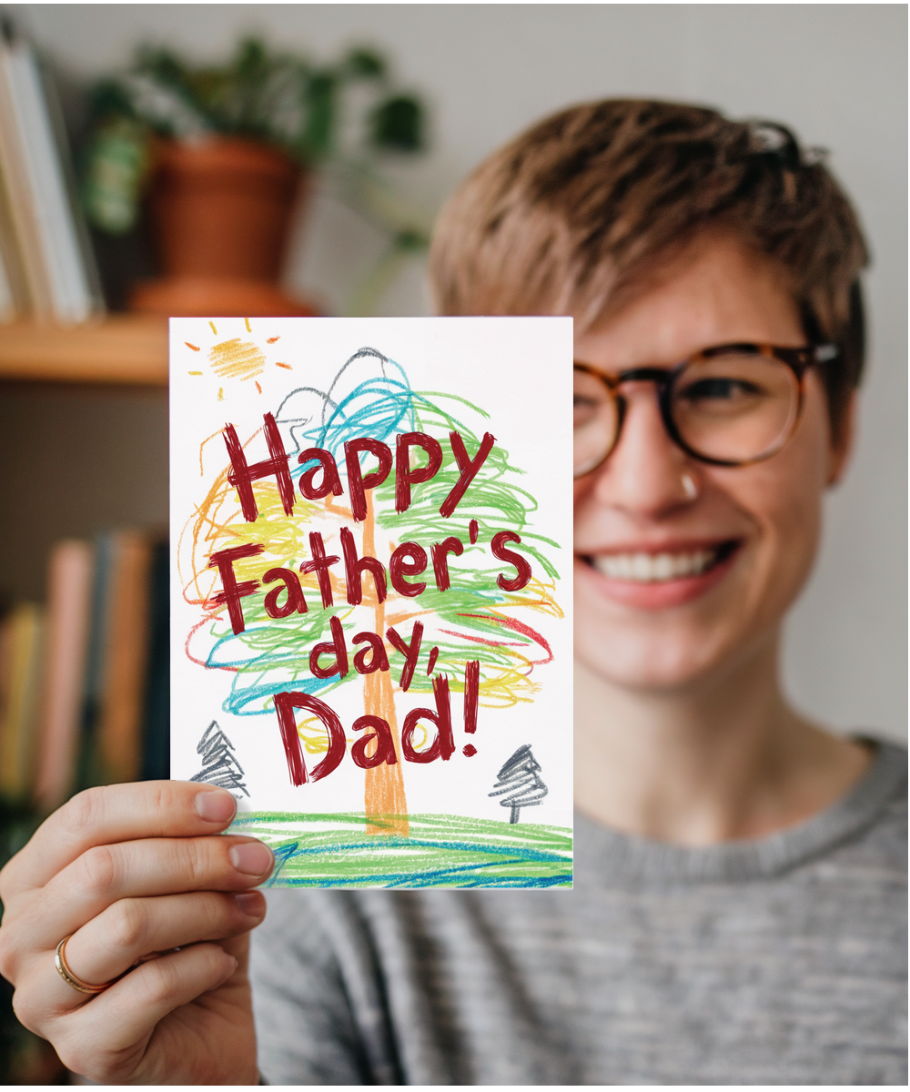 happy father's day dad! children's drawing