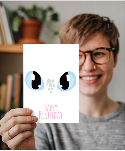Happy Birthday Card with Dragon Light Eyes
