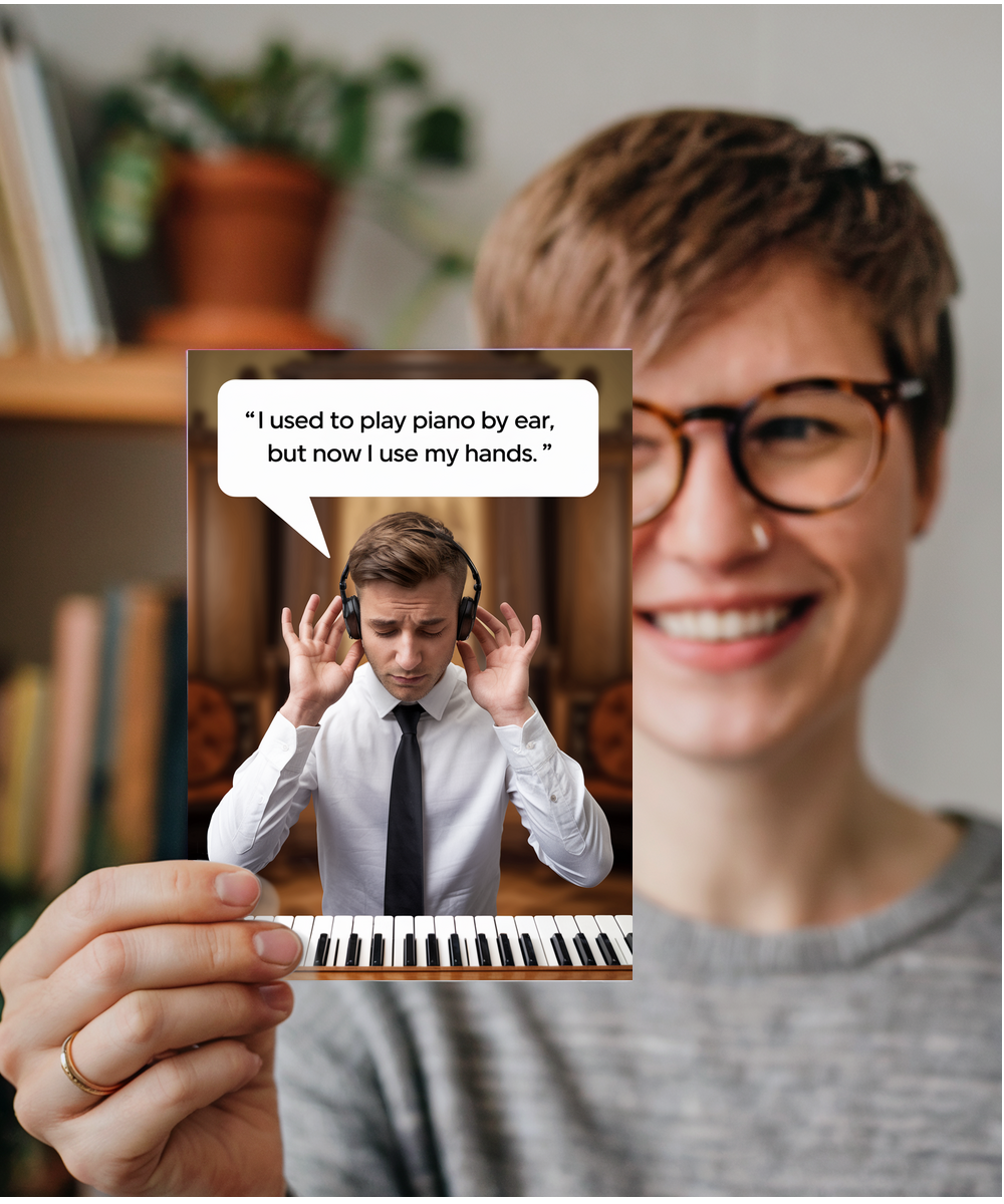 I used to play piano by ear, but now I use my hands.