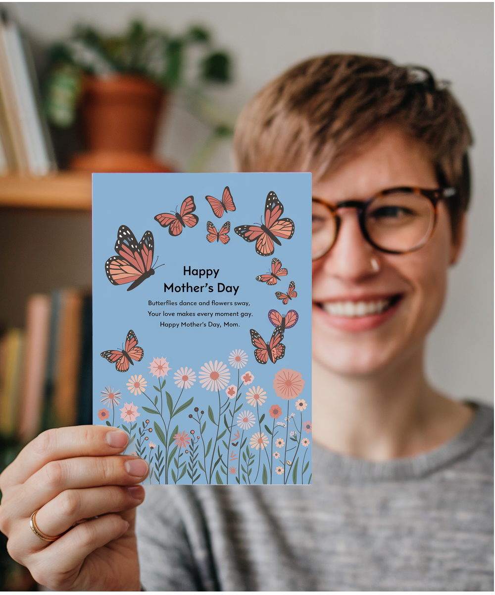 Mother's Day Card Butterflies dance Traditional poem