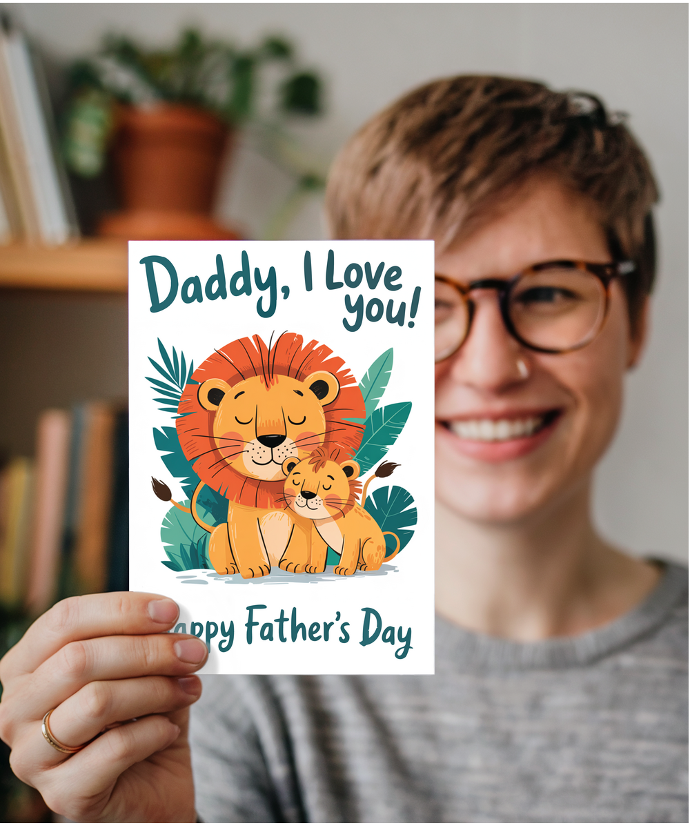 father's day card daddy lion and cub