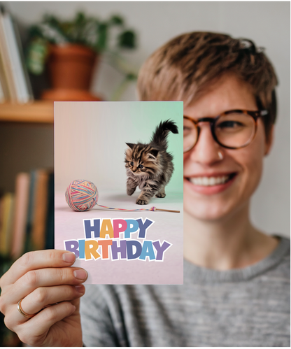 Happy Birthday with Playful Kitten