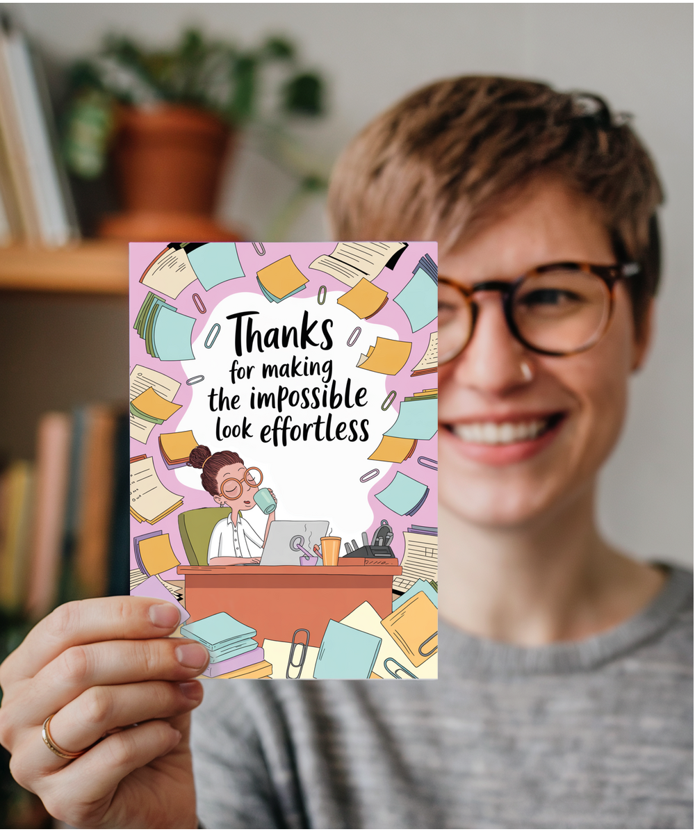 Thank You Card for Office Admin Secretary Assistant Making the Impossible Look Effortless